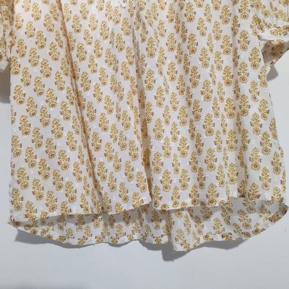 Garnet Hill White Yellow Floral Print V Neck 3/4 Sleeve Modal Blouse Top Size S - Picture 5 of 10
